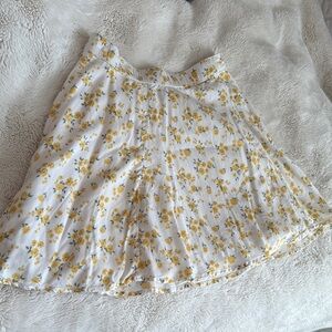 Hollister White and Yellow Floral Mini Skirt